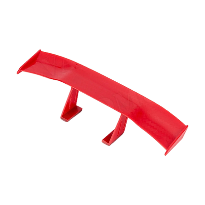 Red mini GT wing spoiler decoration, angled view, universal fit for BMW