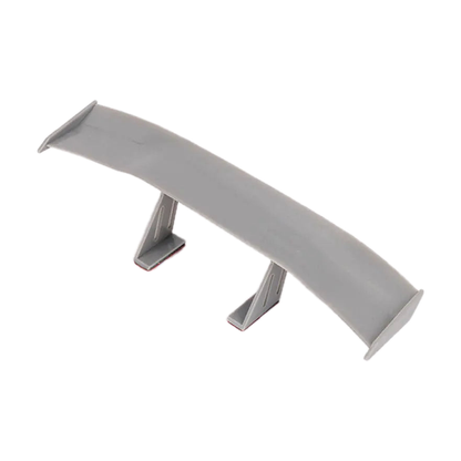 Gray mini GT wing spoiler decoration, angled view, universal fit for BMW