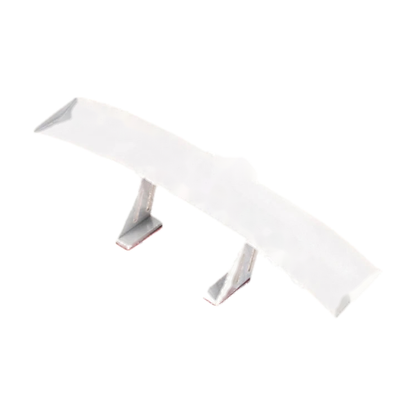 White mini GT wing spoiler decoration, angled view, universal fit for BMW