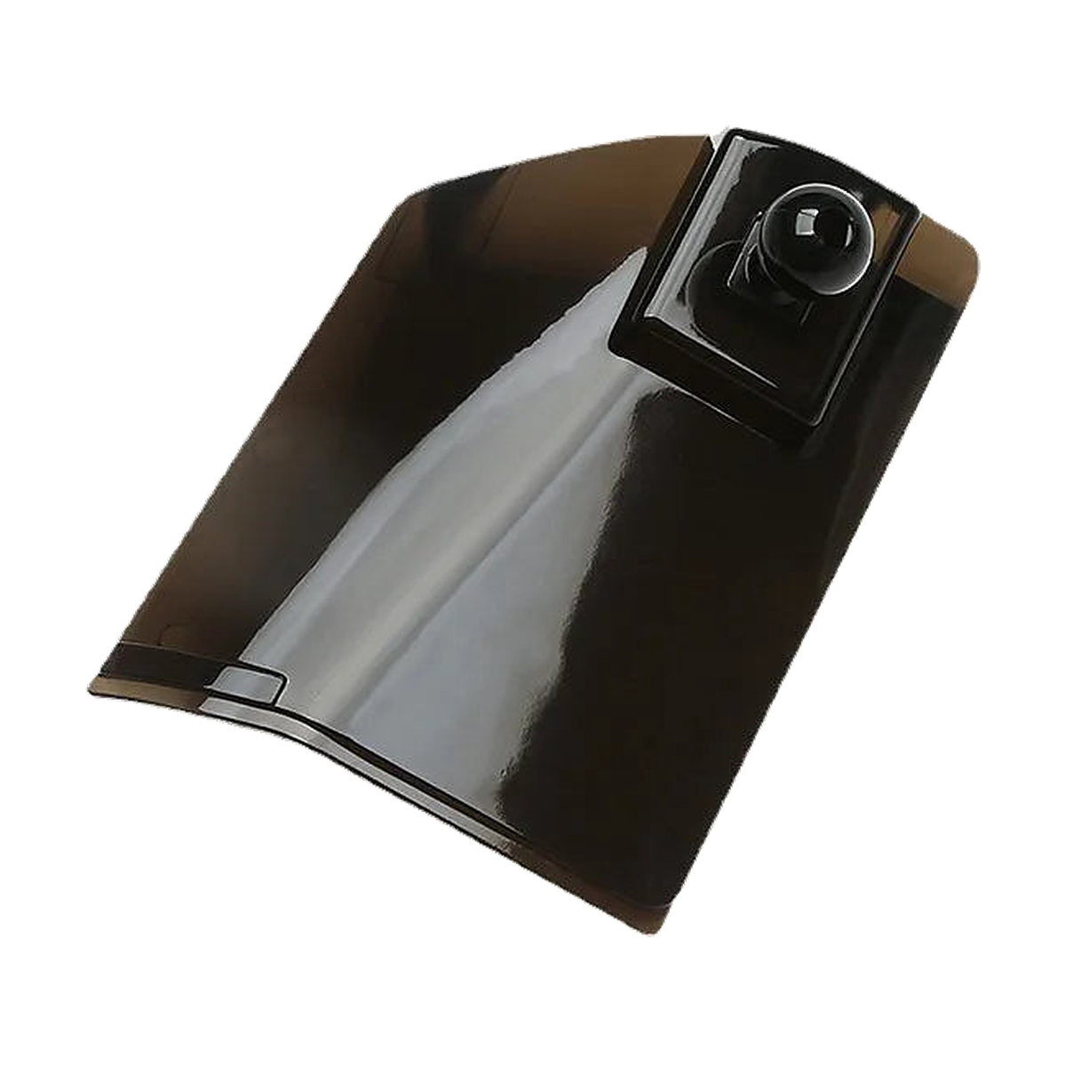 Gloss black angled phone mount base with 17 mm ball head, three quarter view, for BMW 1-7 Series and X1-X6