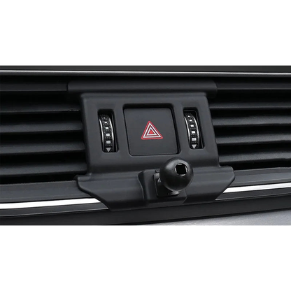 Phone mount base with 17 mm ball fitted to the centre air vent around the hazard switch, for BMW 1-7 Series and X1-X6