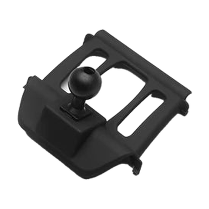 Black frame style phone mount base with 17 mm ball, angled view, for BMW X5/X6 2014-2018