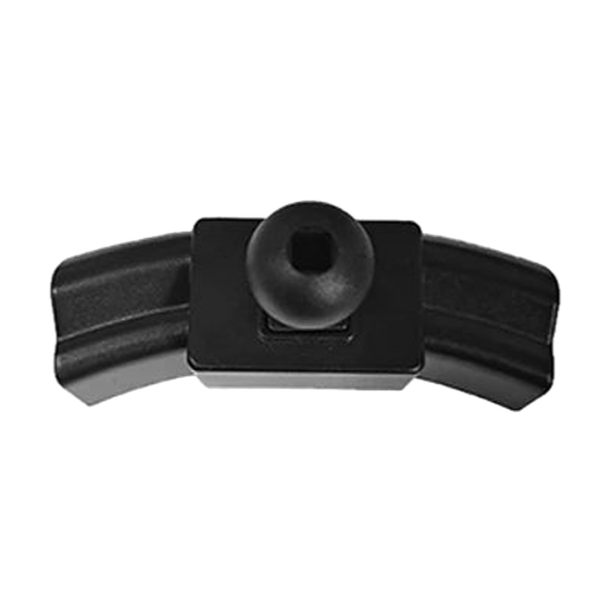 Curved black phone mount base with 17 mm ball, front view, for MINI 2020-2023