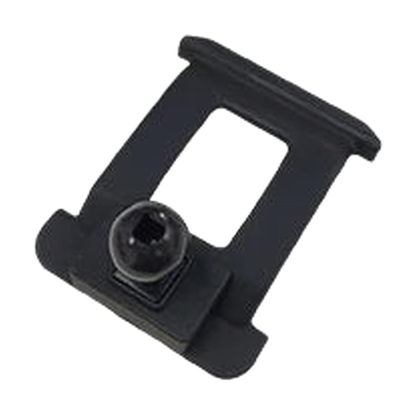 Black frame phone mount base with 17 mm ball, angled top view, for BMW X3/X4 2018-2021