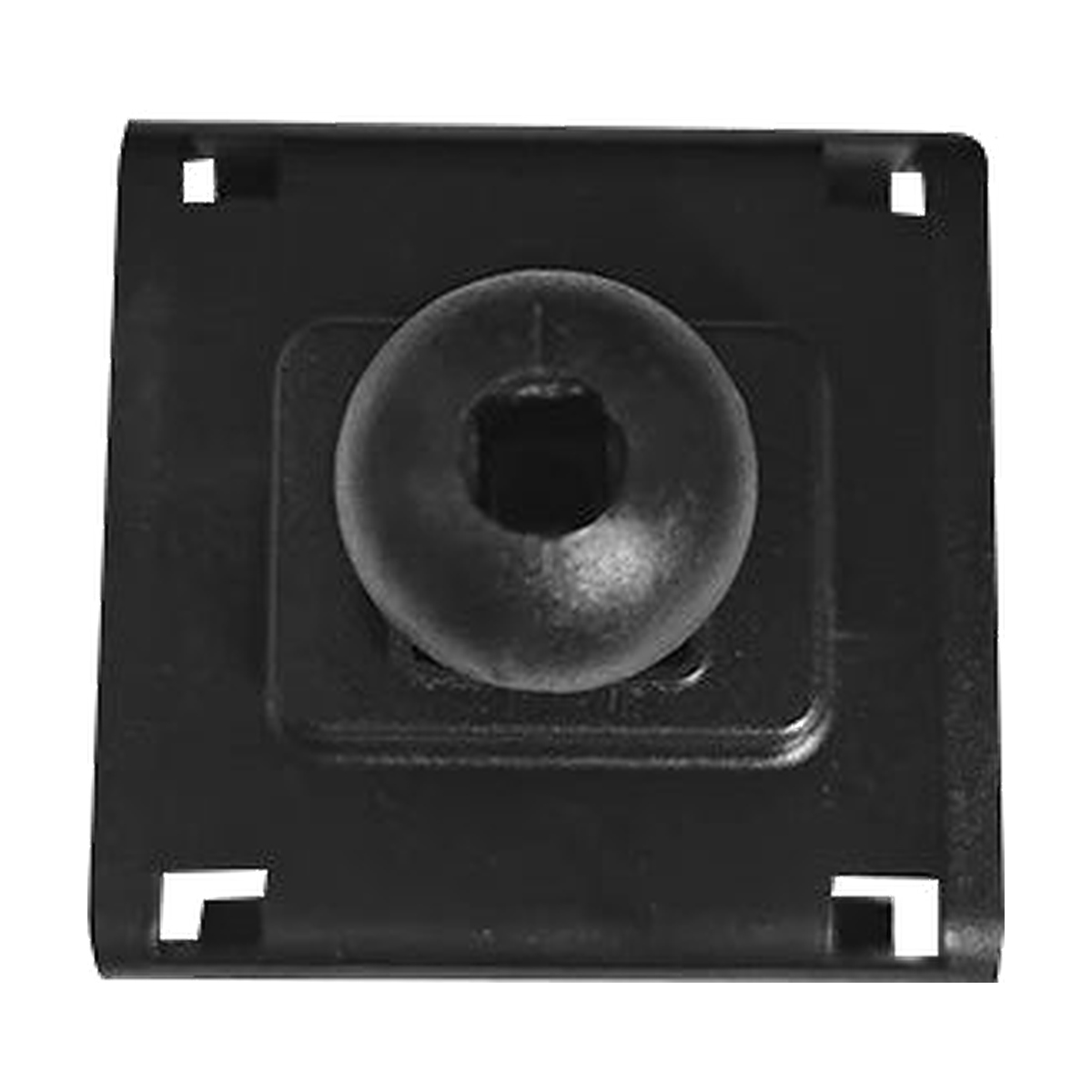 Flat black square phone mount plate with 17 mm ball, top view, for BMW i3/i4 2022 and 3 Series 2023