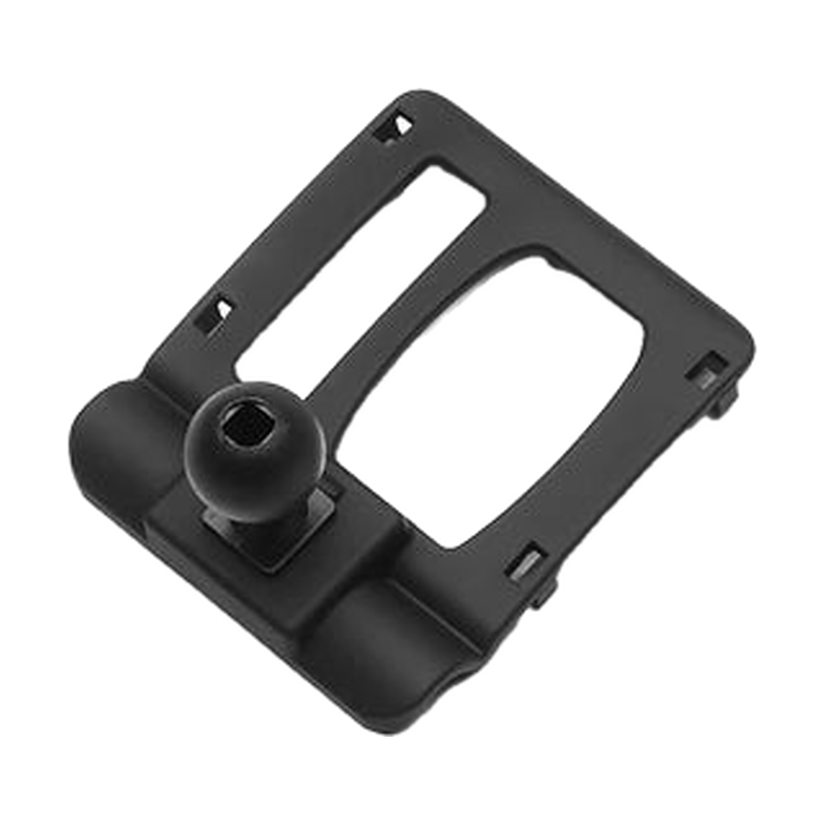 Black frame phone mount base with 17 mm ball, angled view, version 2, for BMW 5 Series 2011-2017