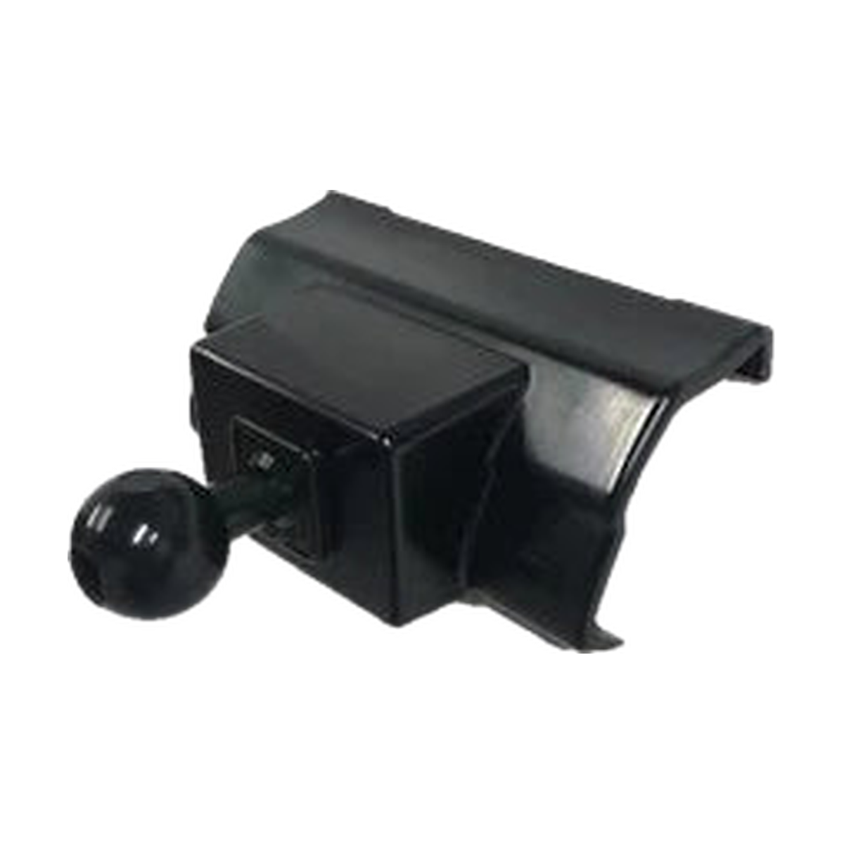 Black clip on phone mount base with 17 mm ball, side view, version 2, for BMW 7 Series 2009-2015