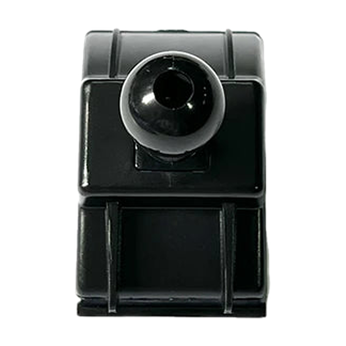 Gloss black block phone mount base with 17 mm ball, front view, for BMW X5/X6 2018-2022