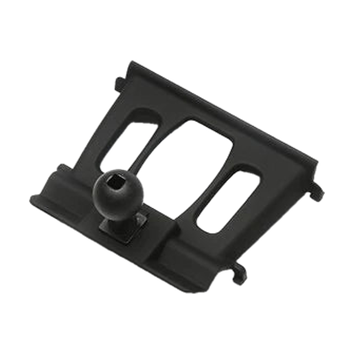Black frame phone mount base with 17 mm ball, angled view, for BMW X1/X2 2016-2022 and 2 Series 2022