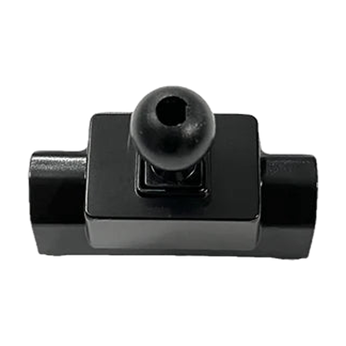 Gloss black T shaped phone mount base with 17 mm ball, front view, for BMW X3/X4/iX3 2022