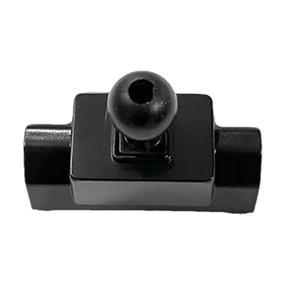 Gloss black T shaped phone mount base with 17 mm ball, front view, for BMW X3/X4/iX3 2022