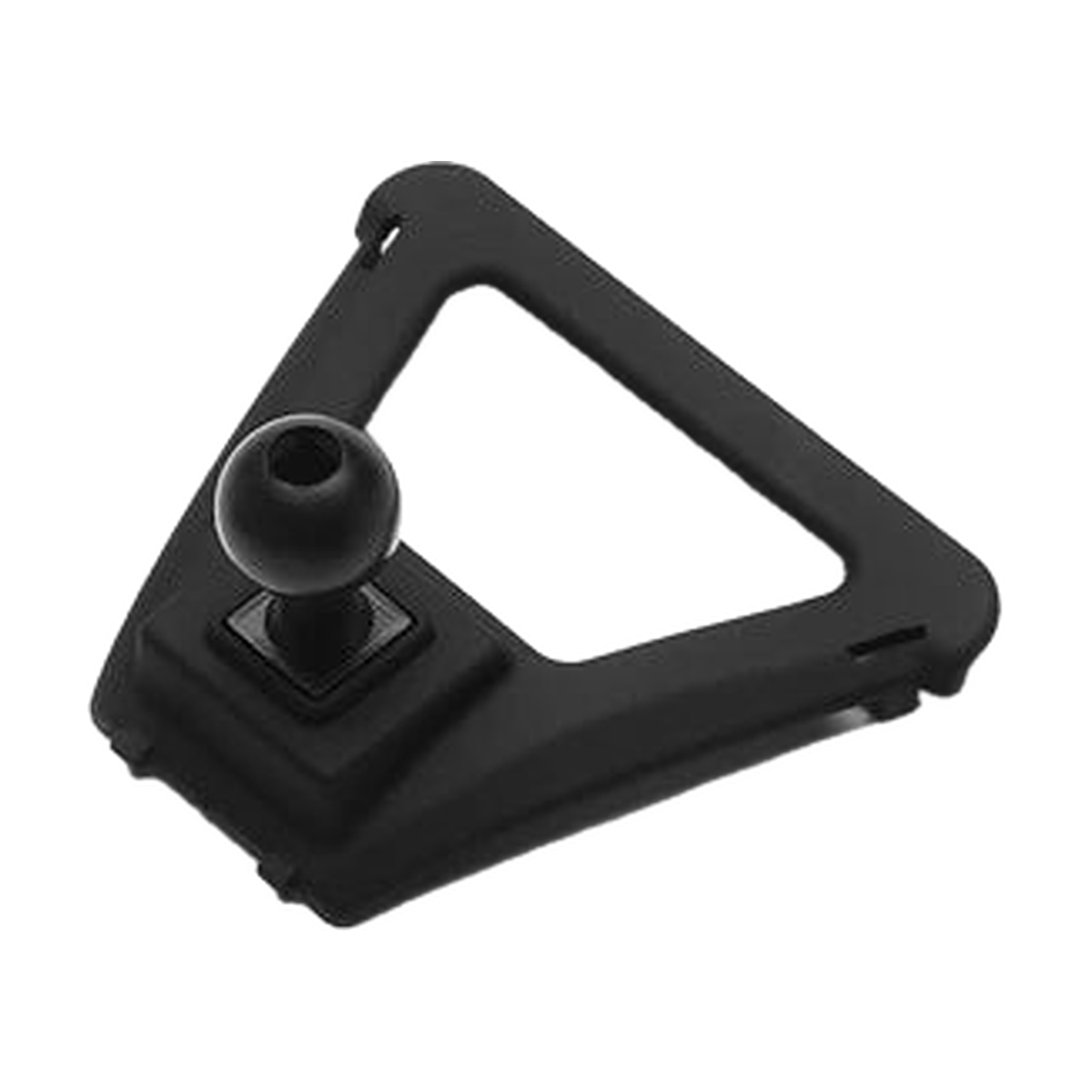 Black triangular phone mount frame with 17 mm ball, angled view, for BMW 5 Series and GT 2018-2022