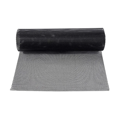 Black aluminium grille mesh sheet, full roll view, universal fit for BMW