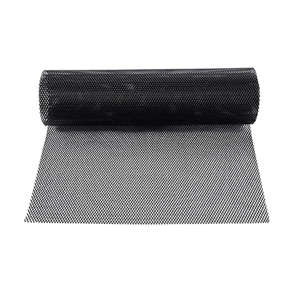 Black aluminium grille mesh sheet, roll front view, universal fit for BMW