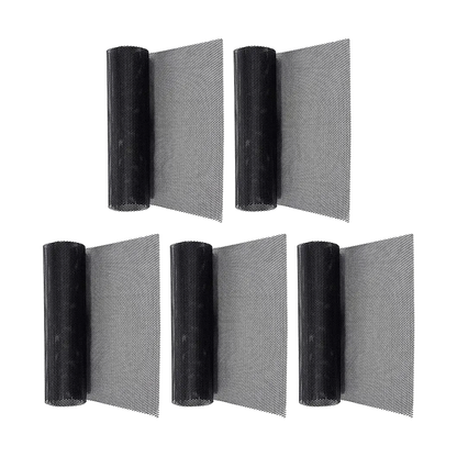 Black aluminium grille mesh sheet, five roll sizes shown together, universal fit for BMW
