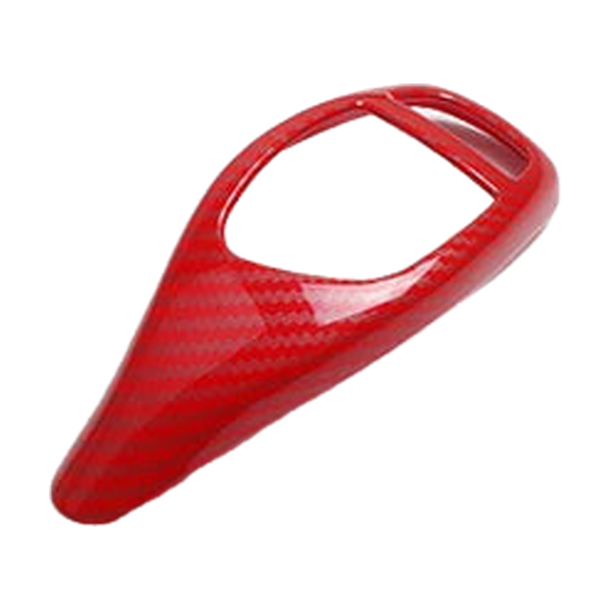 Red carbon fibre gear selector trim, Style B, fits left and right hand drive, for BMW F20, F30, F10, F25, F15 (2009-2021)