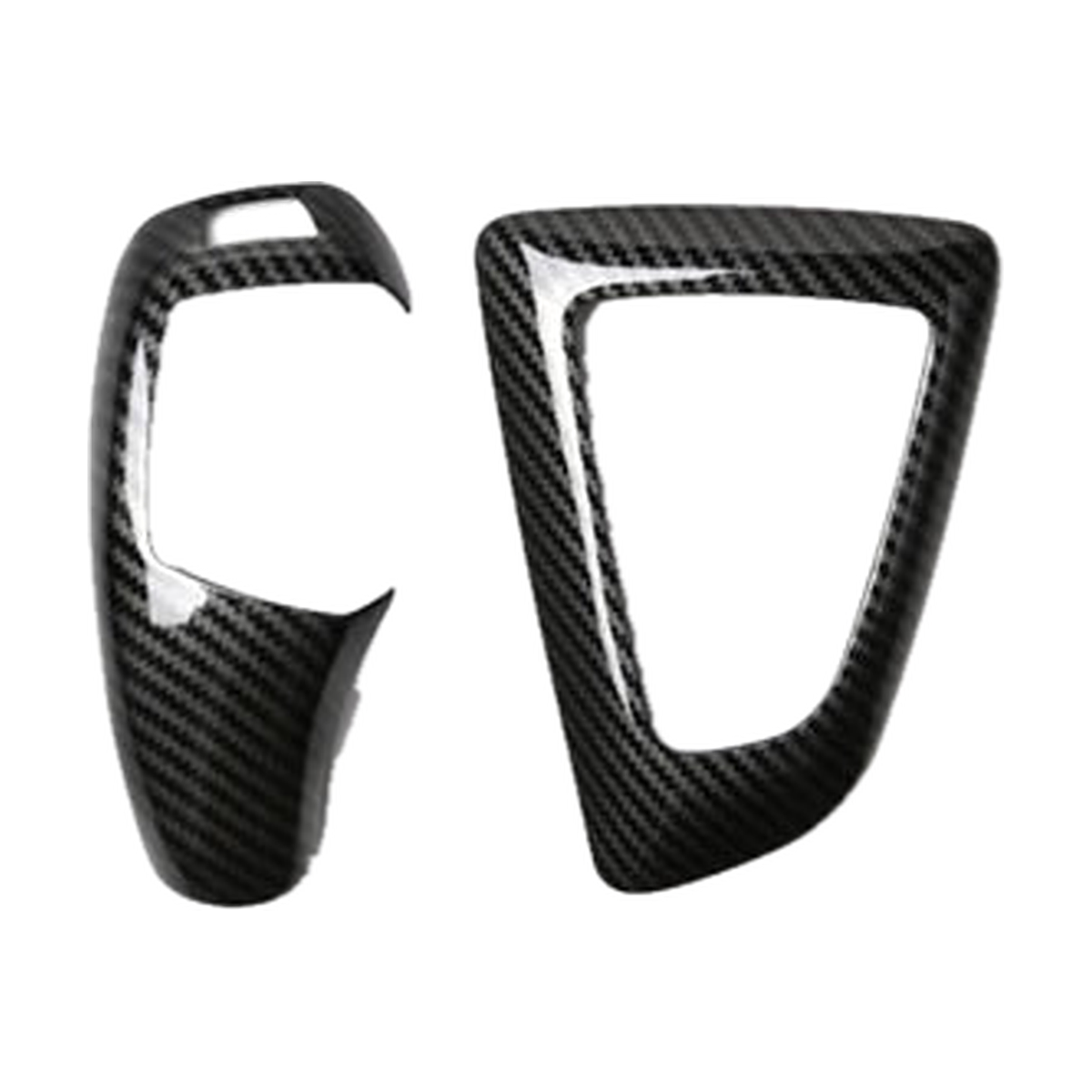 Black carbon fibre gear selector trim, Style A and C pair, right hand drive, for BMW F20, F30, F10, F25, F15 (2009-2021)