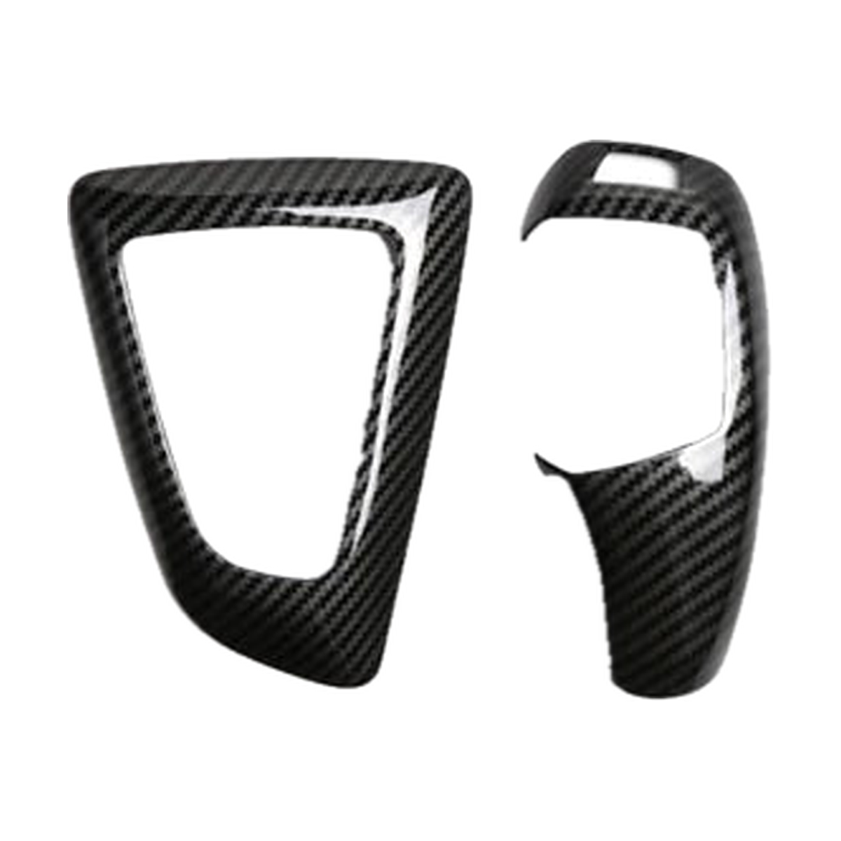 Black carbon fibre gear selector trim, Style A and C pair, left hand drive, for BMW F20, F30, F10, F25, F15 (2009-2021)