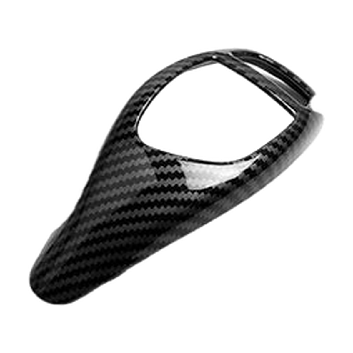 Black carbon fibre gear selector trim, Style B, fits left and right hand drive, for BMW F20, F30, F10, F25, F15 (2009-2021)