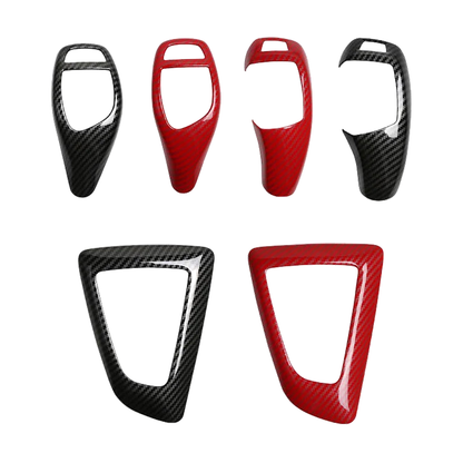 Carbon fibre gear selector trim, black and red finish options, all styles, for BMW F20, F30, F10, F25, F15 (2009-2021)