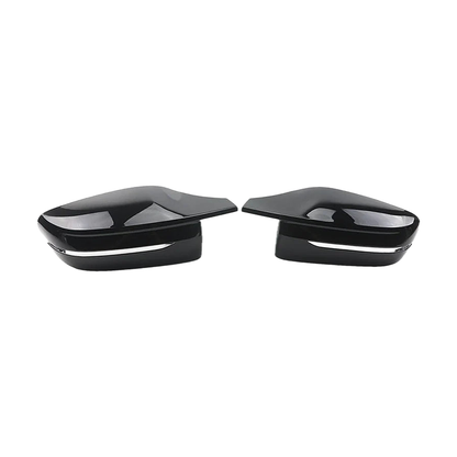 Gloss black mirror cap pair, LHD version, front view, for BMW G20 / G22 / G30 / G11 / G15 / G42