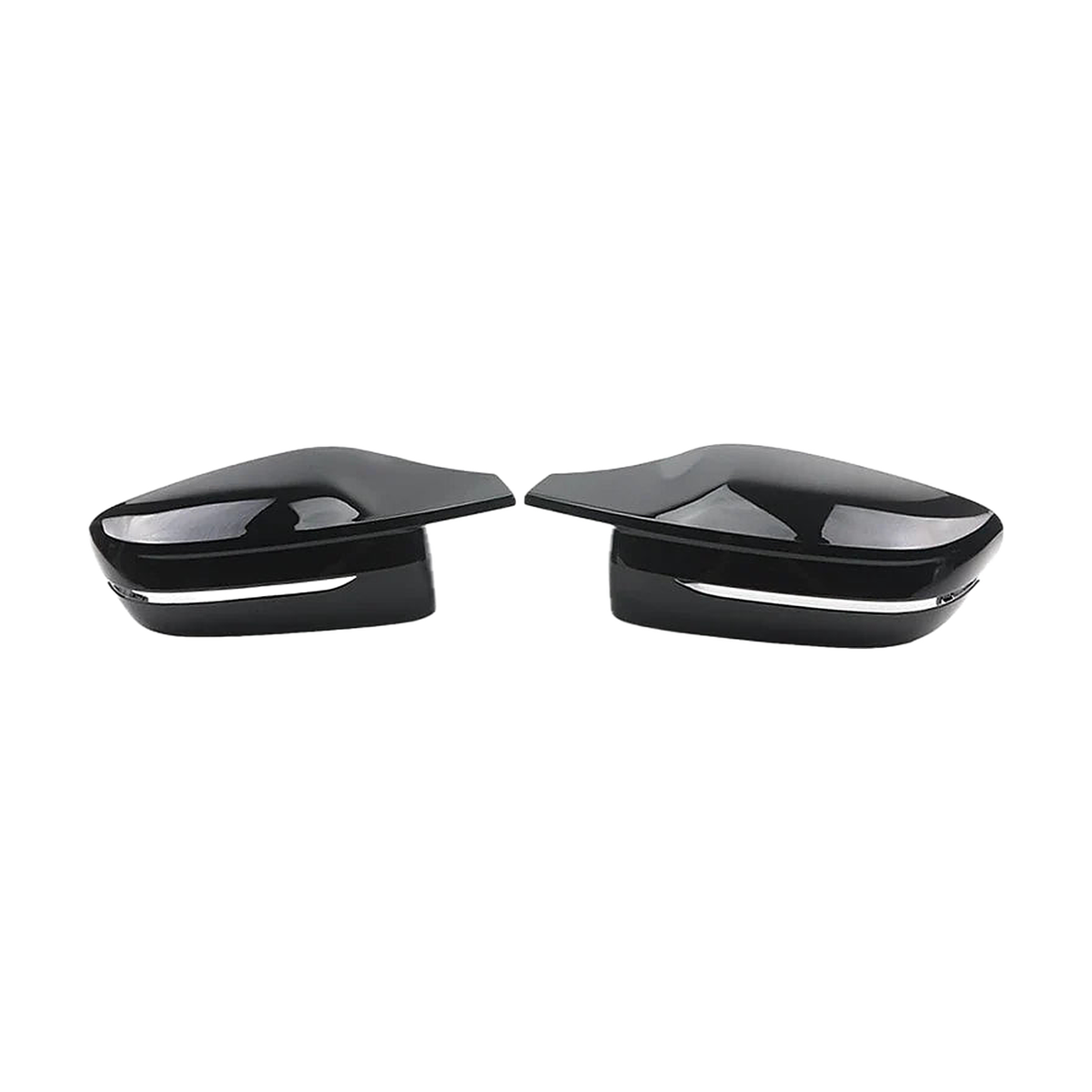 Gloss black mirror cap pair, RHD version, front view, for BMW G20 / G22 / G30 / G11 / G15 / G42