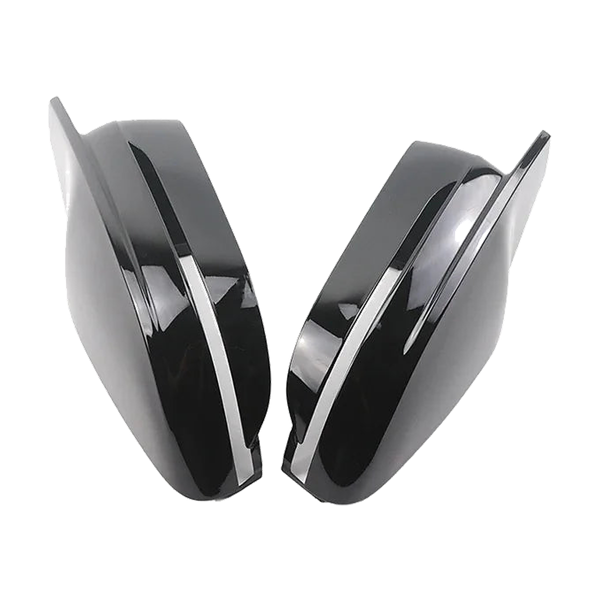 Gloss black mirror caps, upright view of both shells, for BMW G20 / G22 / G30 / G11 / G15 / G42