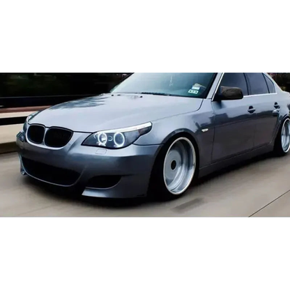 Bright black mirror cover cap fitted on a BMW 5 Series, for BMW E60 / E61 / E63 / E64 (2004-2008)