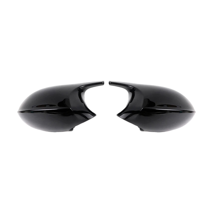 Gloss black mirror cap pair, pre LCI version, front view, for BMW E81 / E82 / E87 / E88 / E90 / E91 / E92 / E93
