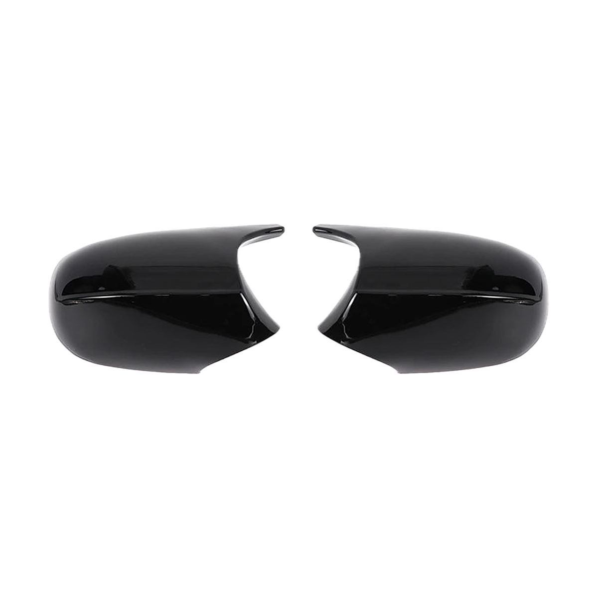 Gloss black mirror cap pair, LCI facelift version, front view, for BMW E81 / E82 / E87 / E88 / E90 / E91 / E92 / E93