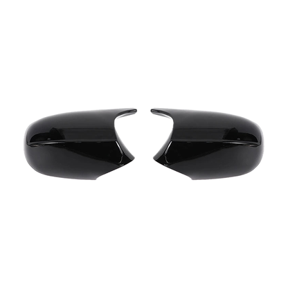 Gloss black mirror cap pair, LCI facelift version, front view, for BMW E81 / E82 / E87 / E88 / E90 / E91 / E92 / E93