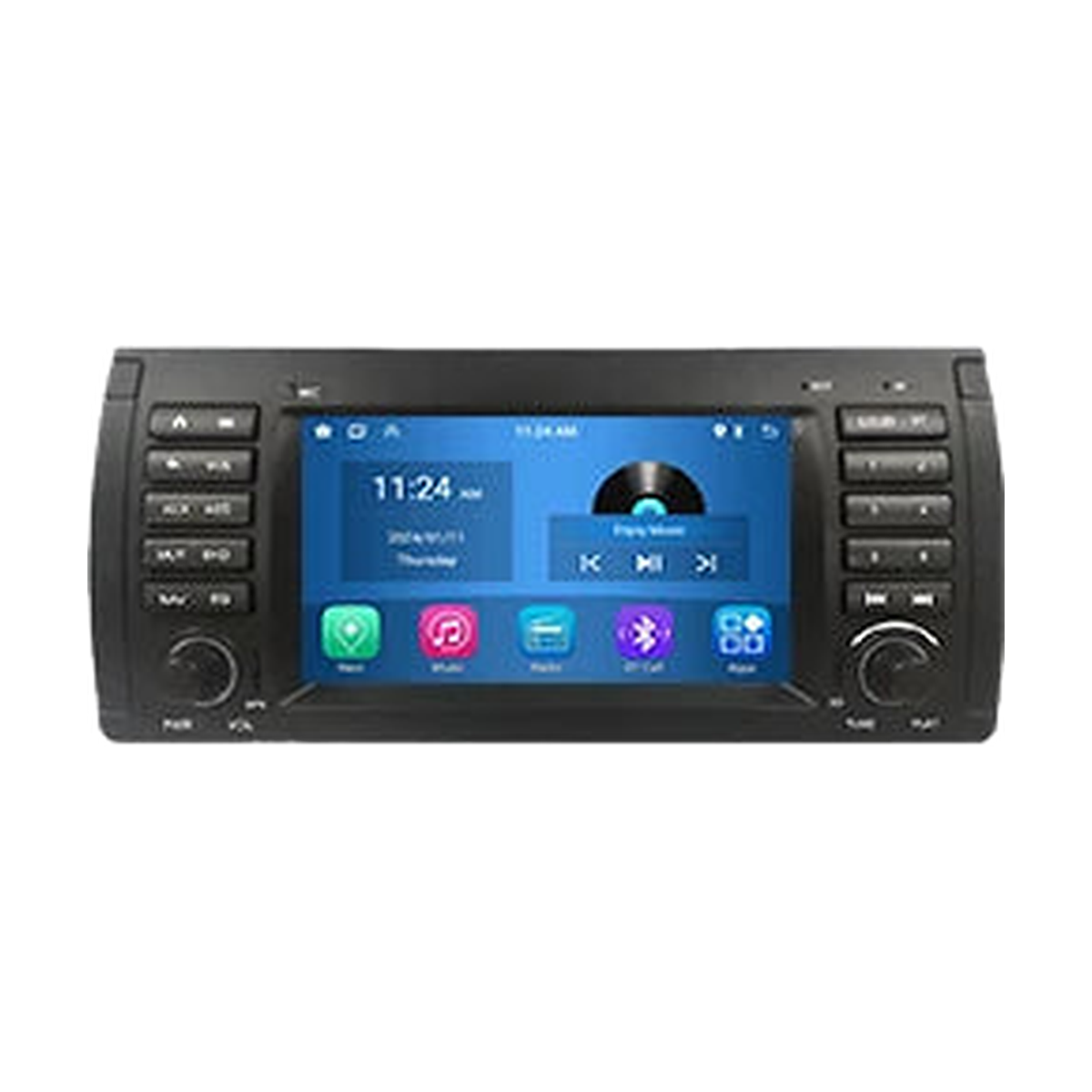 7-inch Android head unit with CarPlay, music player screen, for BMW 5 Series E39, X5 E53 (1995-2006)