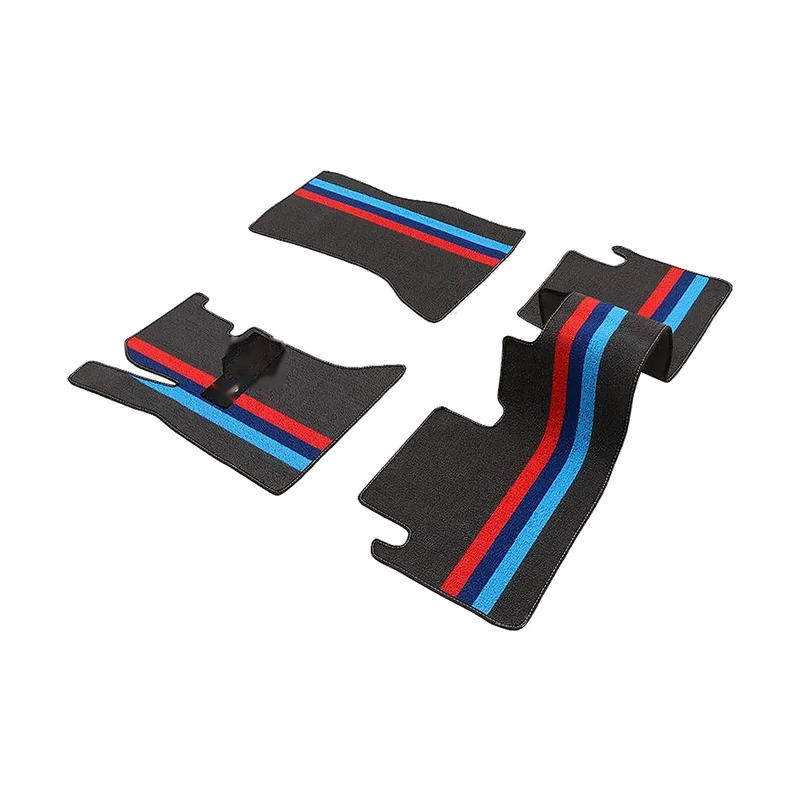 Custom-fit all-weather floor mat set, three pieces with tri-color stripe trim, for BMW X4 G02 (2019-2022)