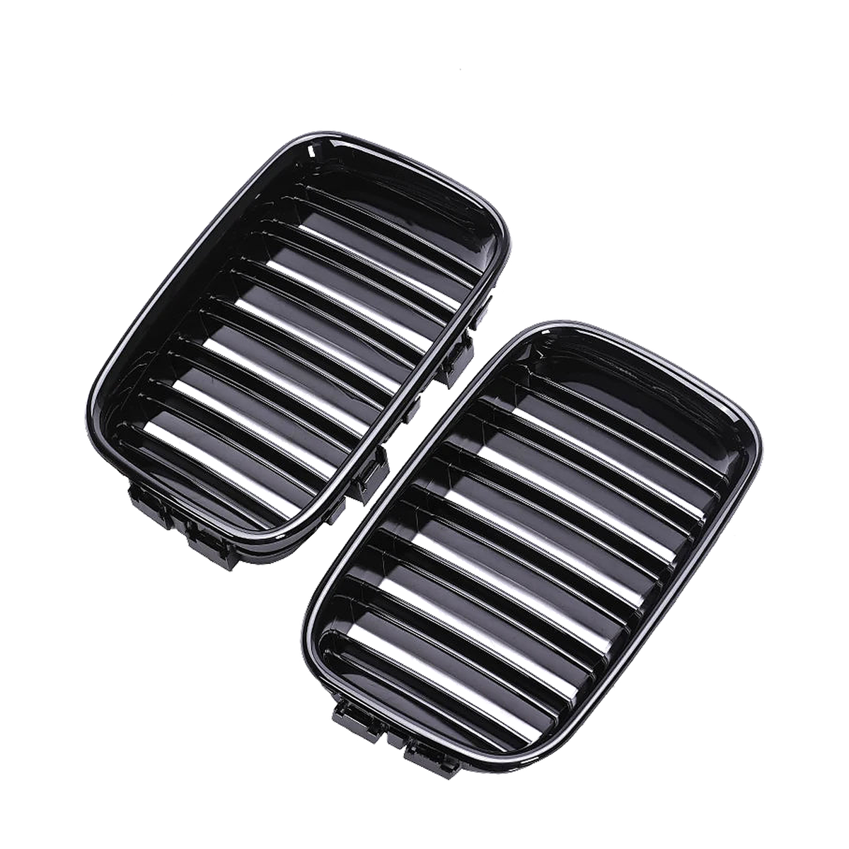 Gloss black dual-slat kidney grille pair for BMW E36 Pre-LCI (1992-1996), front view