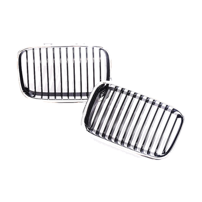 Single-slat chrome frame kidney grille pair with black slats for BMW E36 Pre-LCI (1992-1996)