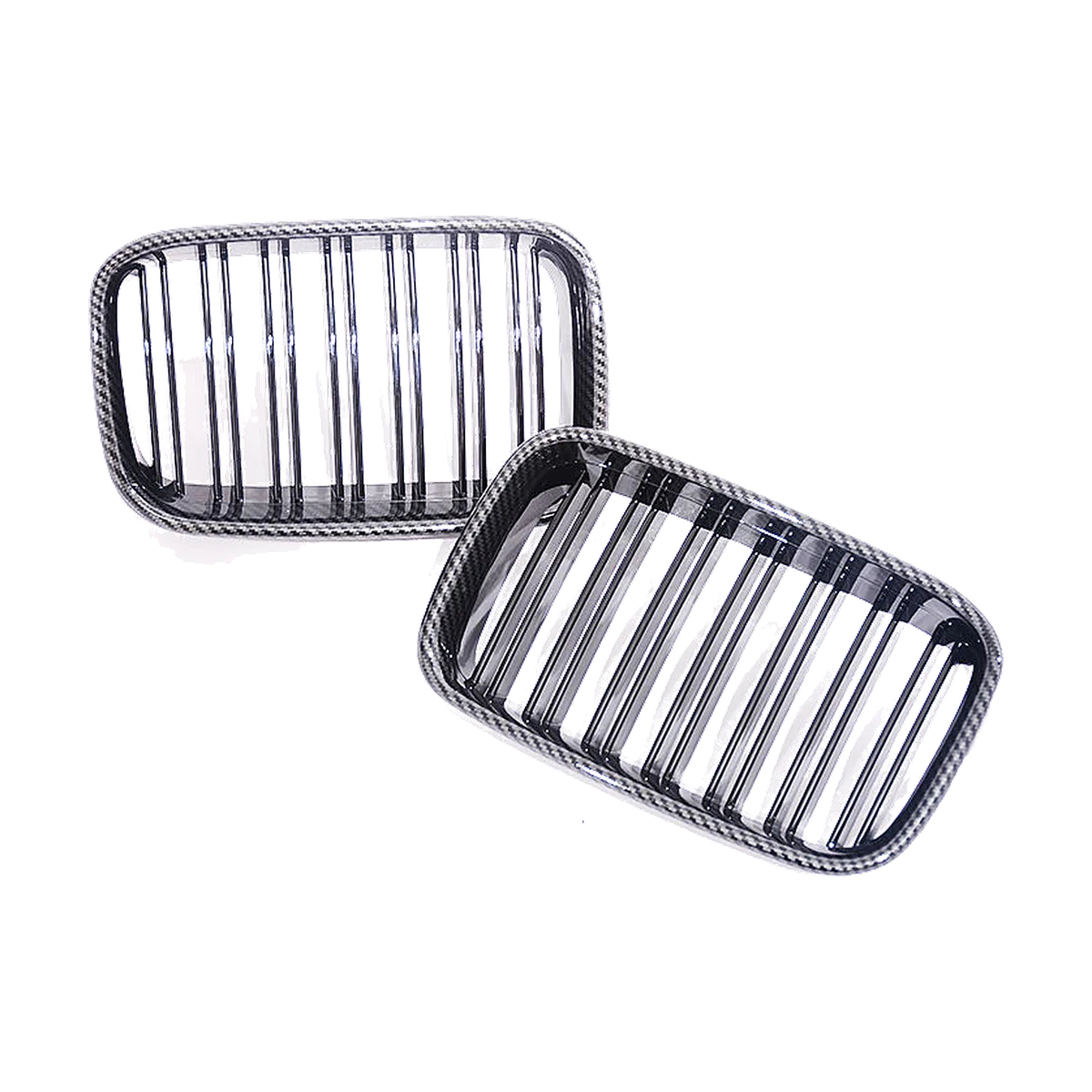 Dual-slat carbon fiber print kidney grille pair for BMW E36 Pre-LCI (1992-1996)