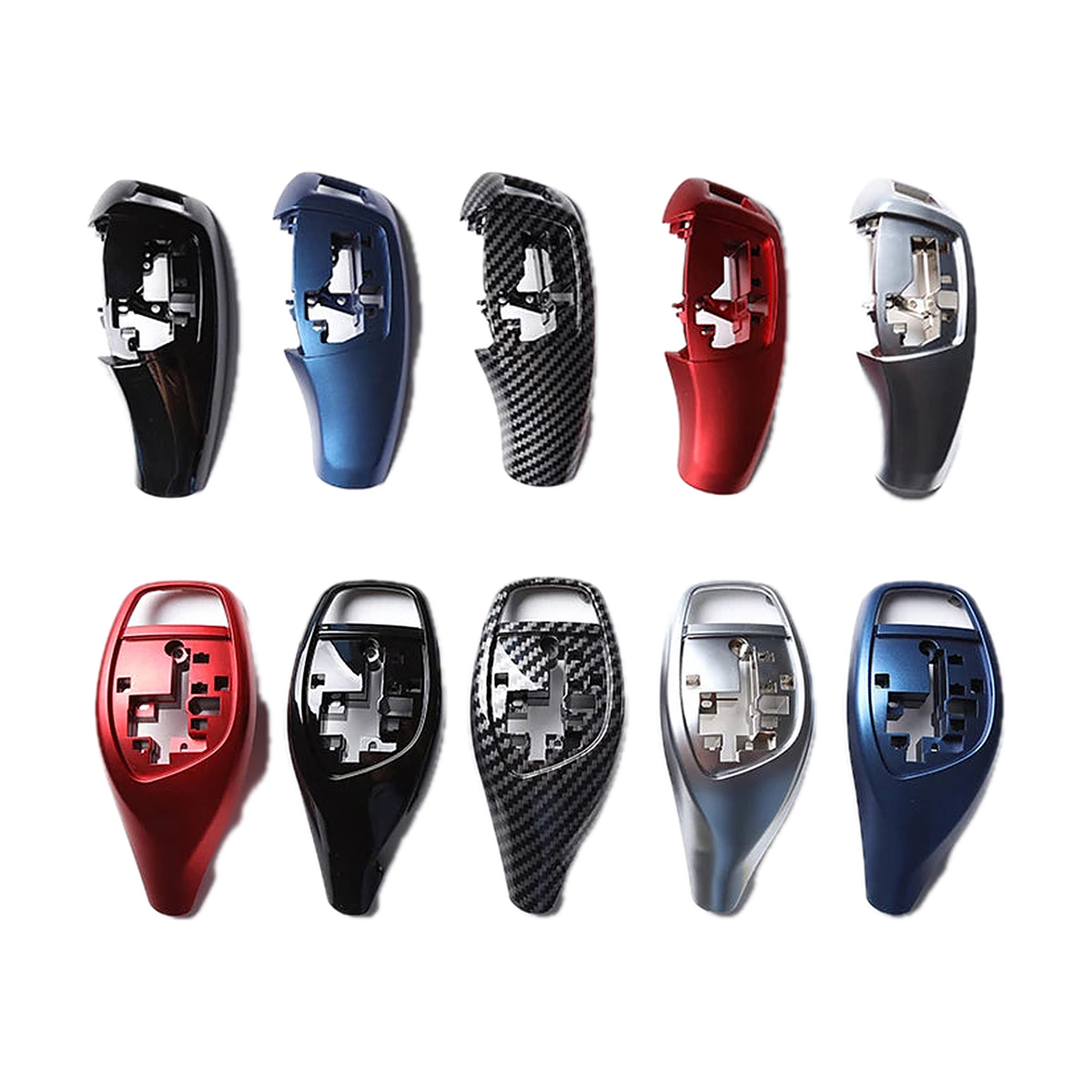 Gear selector knob covers in black, blue, carbon look, red and silver, for BMW F30 / F10 / F20 / F32 / F25