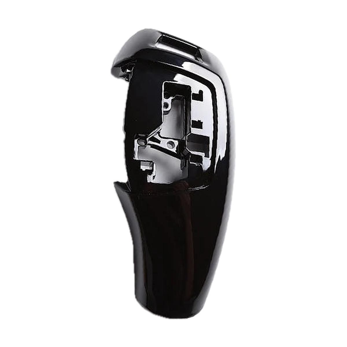 Design B gloss black gear selector knob cover, left hand drive, side view, for BMW F30 / F10 / F20 / F32 / F25