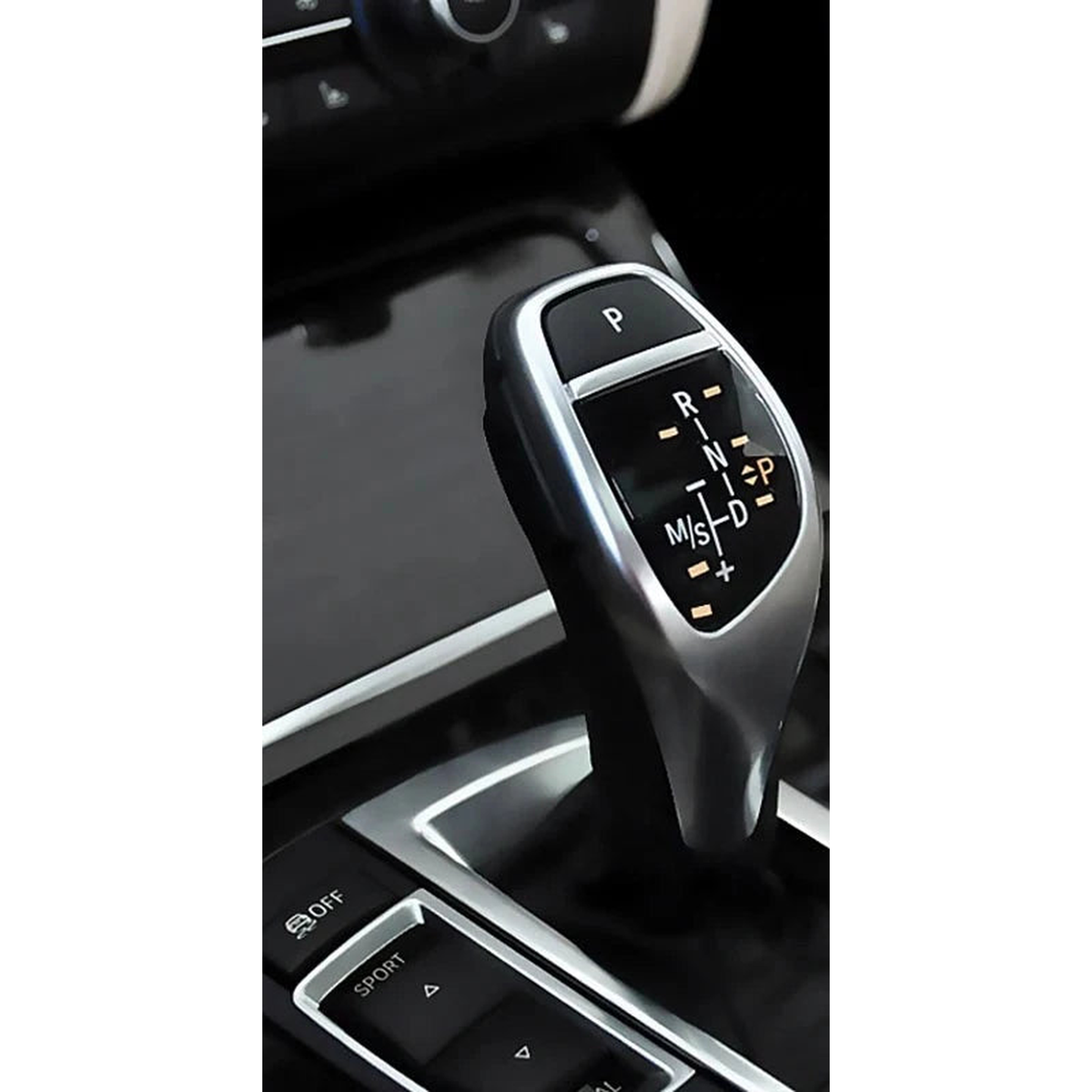 Automatic gear selector cover fitted in a BMW center console for F30, F32, F10, F06, F12