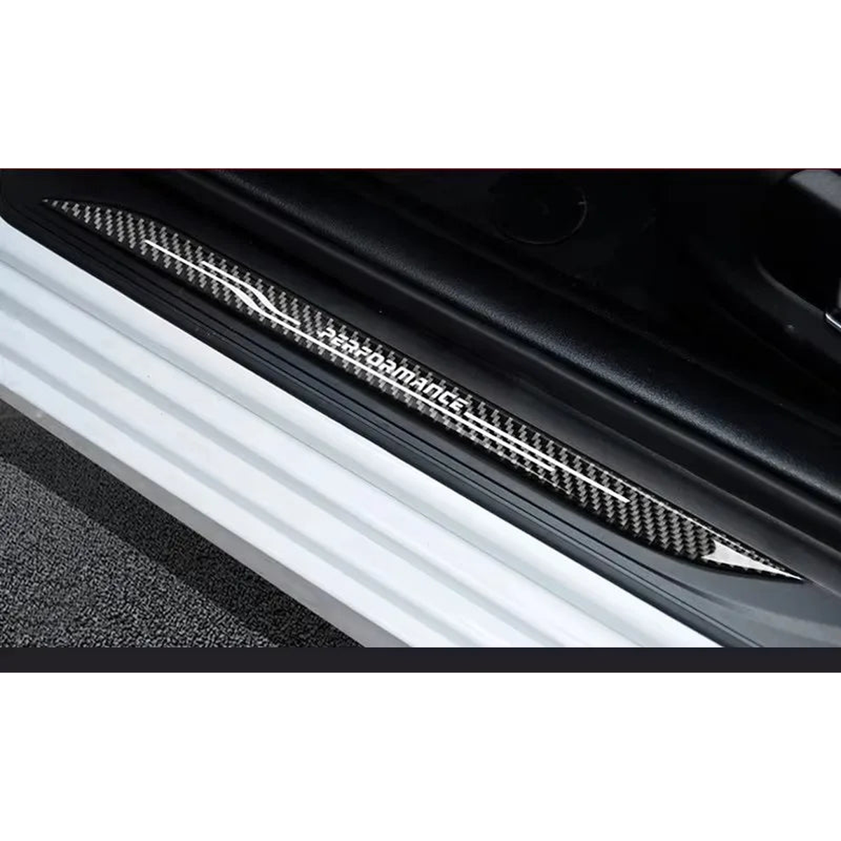 Carbon fiber door sill scuff plates, Performance logo, for BMW 5 Series F10 / F11 (2011-2017)