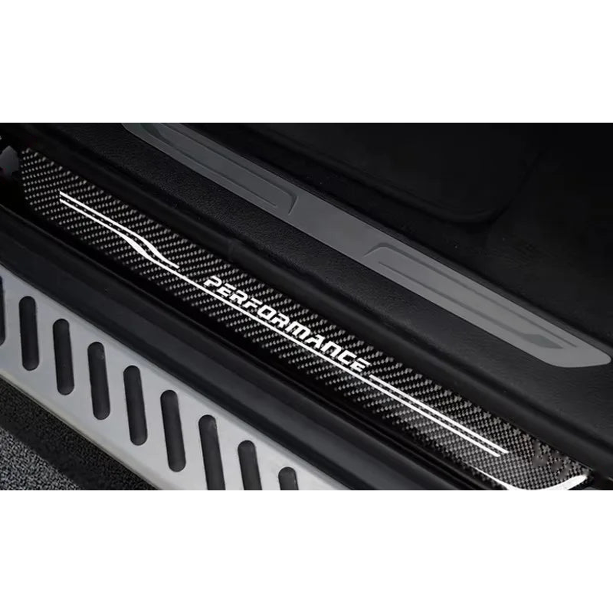Carbon fiber door sill scuff plates, Performance logo, for BMW X5 F15 / X6 F16 (2014-2018)
