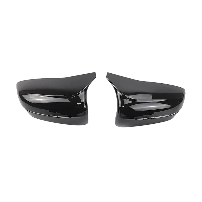 Gloss black mirror cap pair, front view, for BMW G20, G22, G30, G11, G15, G42 (2016-2024)