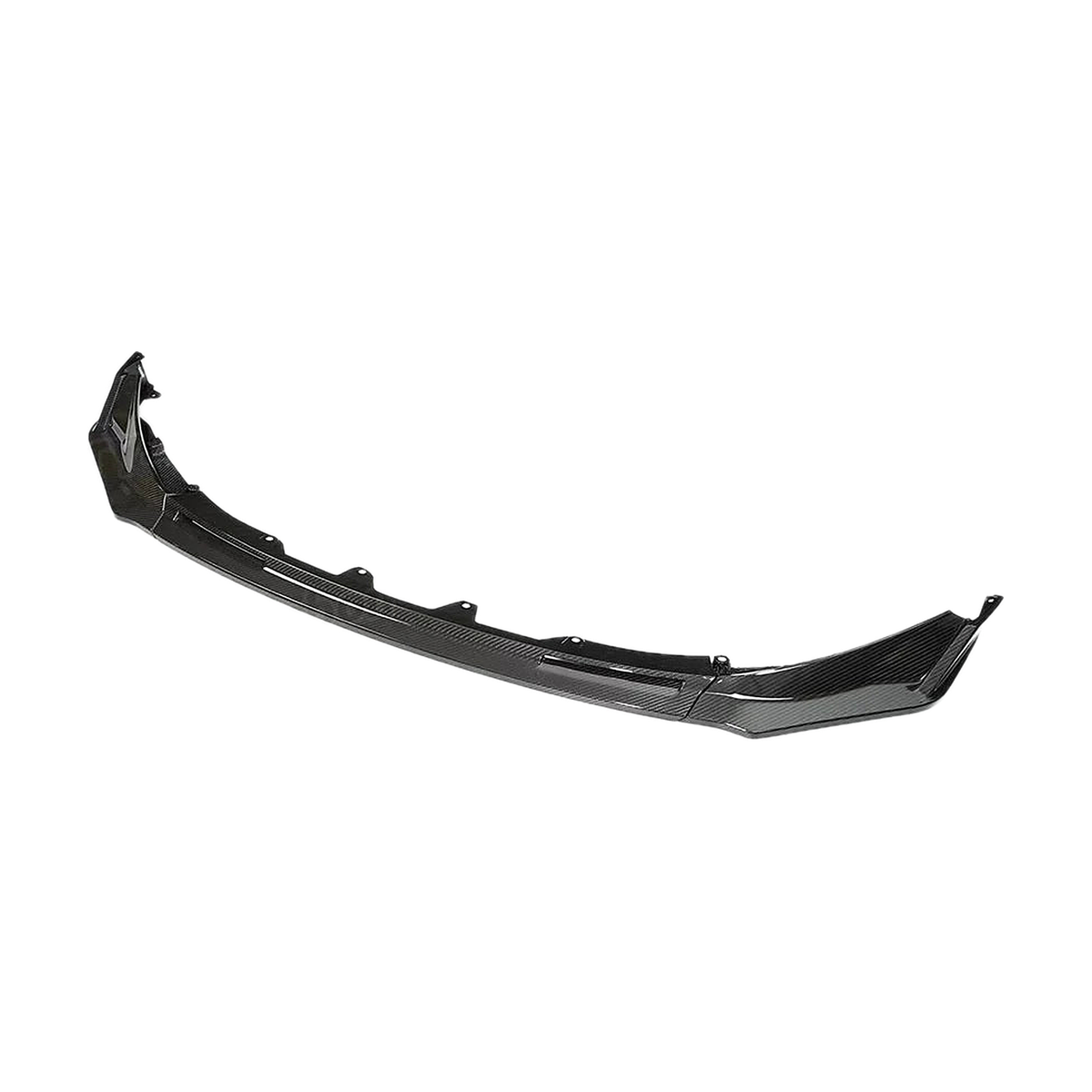 Carbon fiber V style front lip splitter, side perspective view, for BMW M3 G80 G81 and M4 G82 G83