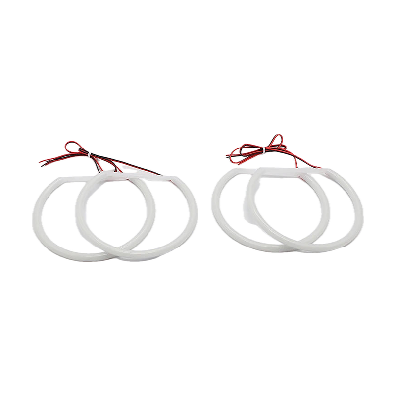 White LED cotton angel eye rings, two pairs with red and black leads, for BMW E46 1998 to 2006
