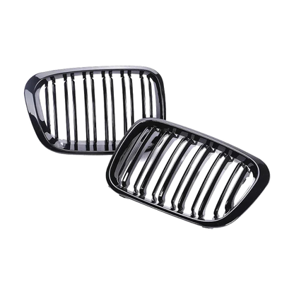 Gloss black dual slat kidney grille for 4-Door BMW 3 Series E46 Saloon and 2-Door (1998-2001)