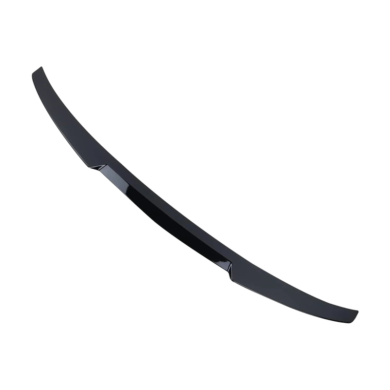 Gloss black M4 style rear boot spoiler, angled top view, for BMW F32 / F36