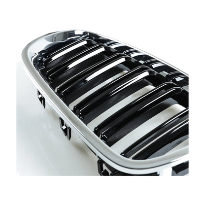 Double-line kidney grille panel, close-up detail view, for BMW 5 Series F10 / F11 / M5 (2010-2017)