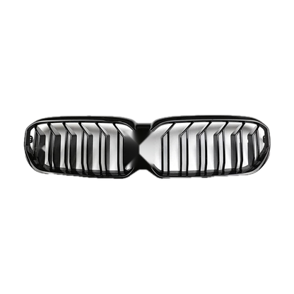 Gloss black double slat kidney grille, front view, for BMW 5 Series G30, G31, G38, M5 F90 LCI 2020 2023