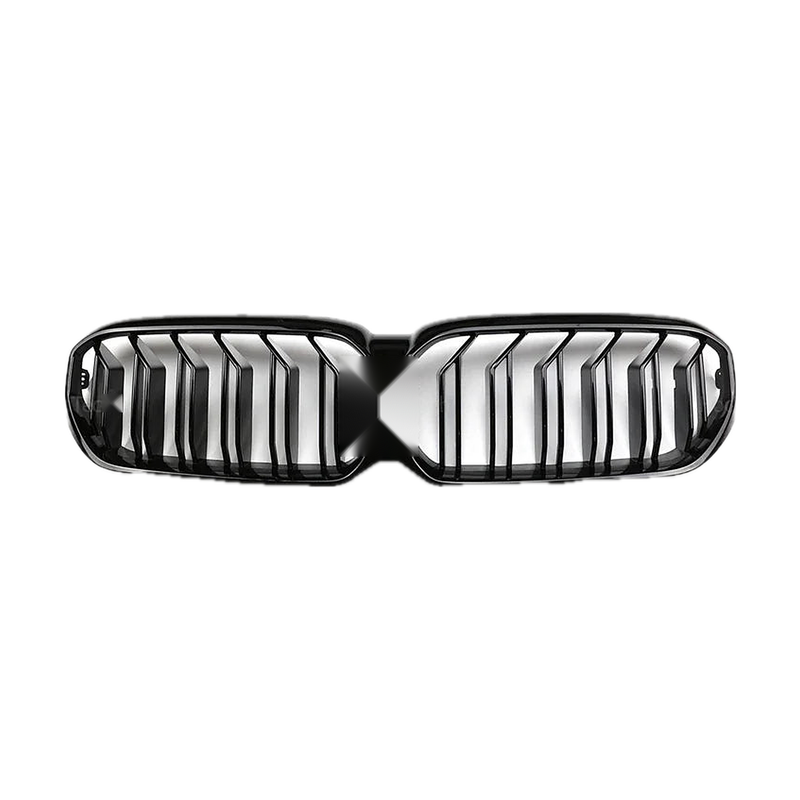 Gloss black double slat kidney grille, front view, for BMW 5 Series G30, G31, G38, M5 F90 LCI 2020 2023