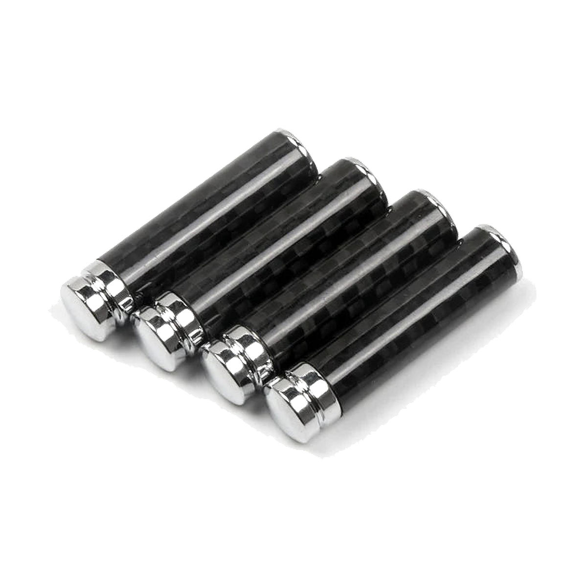 Set of four carbon-look door lock pin caps with chrome tops for BMW E30, E36, E46, E90, E39, E60, E53, E70